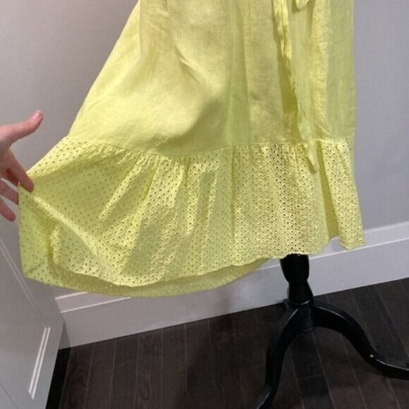 Via Signora Neon Yellow Linen Maxi Dress Medium fit - Picture 13 of 16